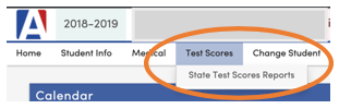 Orange circle around Test Scores